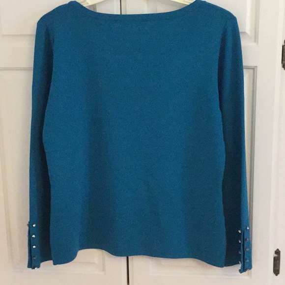 Cable & Gauge Teal Rib Knit Top Like New - Picture 3 of 5